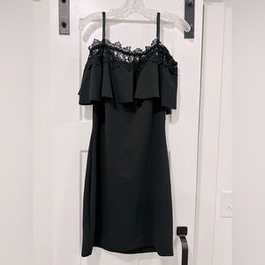 Black By & By mini off the shoulder dress.